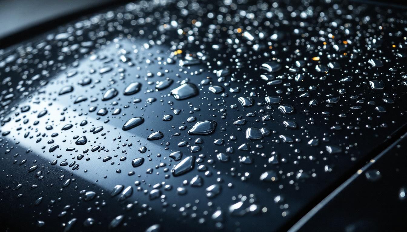 Uszkodzenia po gradobiciu na dachu samochodu