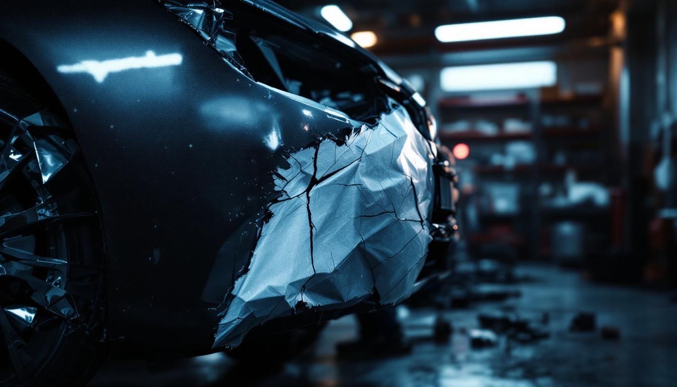 Naprawa uszkodzonego zderzaka w warsztacie