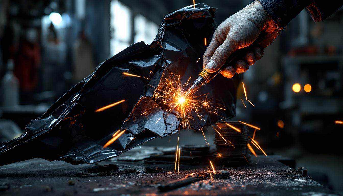 Spawanie plastikowego zderzaka w warsztacie